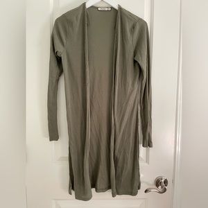 Olive green ribbed cardigan